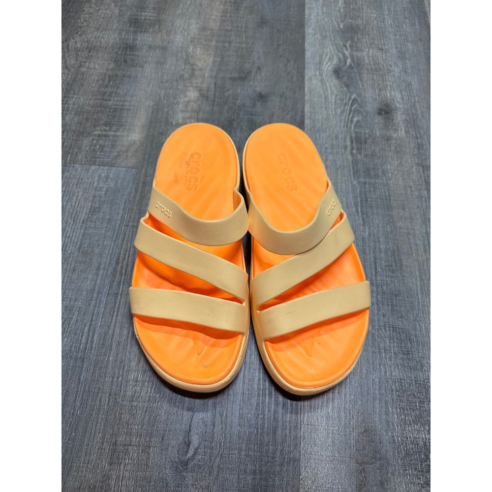 Crocs Swiftwater Sandals Womens 7 Orange Tan Strappy Slide Water Shoes